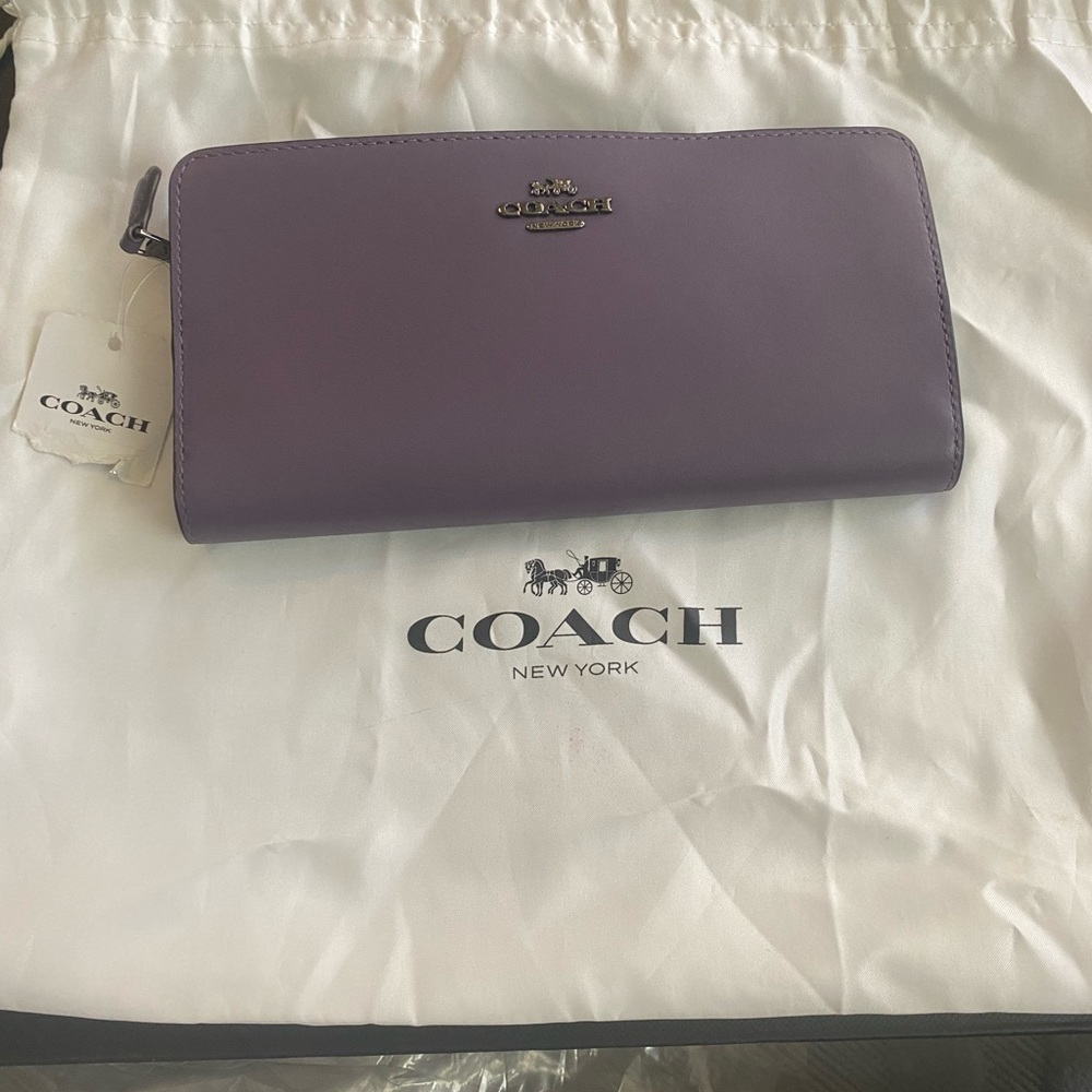 Coach leather purple wallet